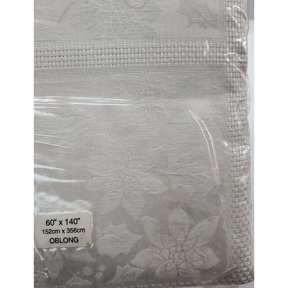 Seasons Tablecloth Home 60x140 White New Damask Floral Oblong Holiday Dining